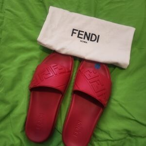 Fendi Red Slide Sandals